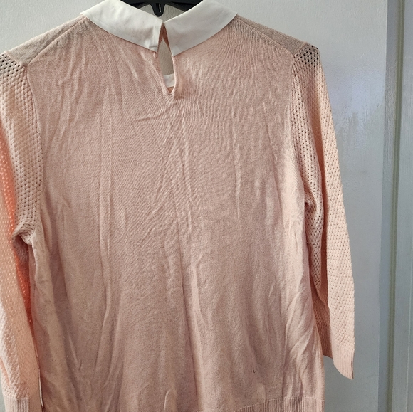 NEW SWEATER JEWELED COLLAR SIZE XXL SOFT PALE PINK BY MADISON JUlES - Picture 3 of 4